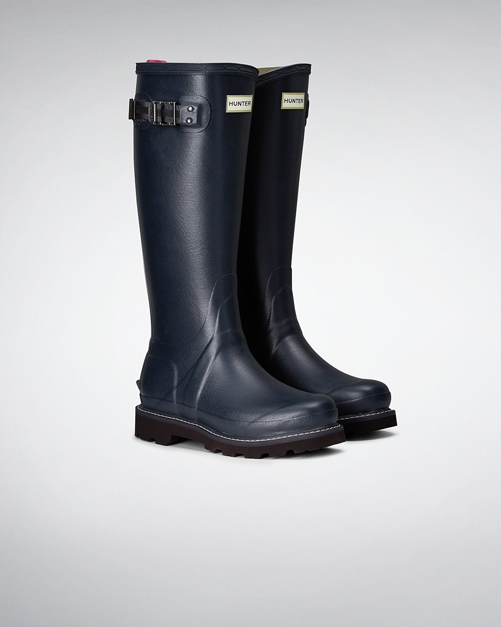 Womens Hunter Balmoral Poly-Lined - Tall Rain Boots Navy - 3451-IPGCS